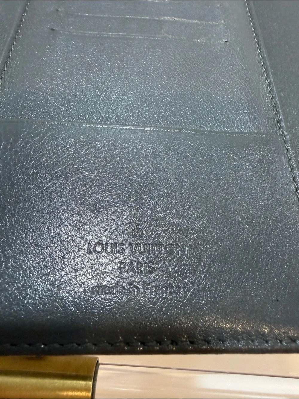 Louis Vuitton Charcoal Mahina Leather Clasp Wallet